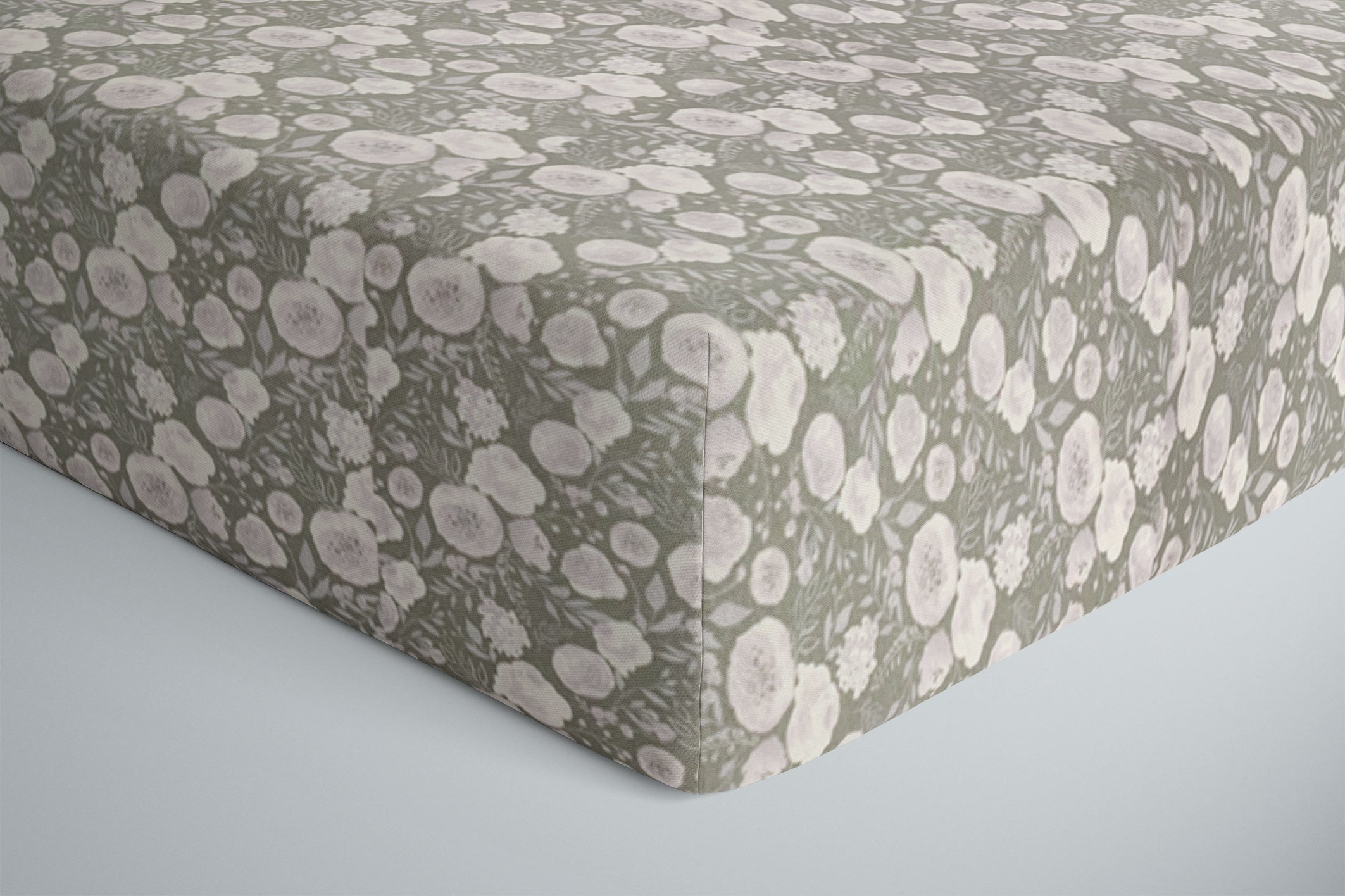 One Kind Premium Bamboo Fitted Crib Sheet for Standard Baby Cribs | Gray Floral