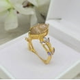 thumbnail image 1 of One Of A Kind Rutile with Tanzanite Jewelry-Unique Rutile Engagement Ring-Gold Leaf Bridal Ring-18K Gold Vermeil Wedding Ring-Unique Rutile Quartz Ring Her, 1 of 8