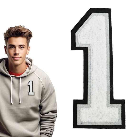 One Large 4.2 Inch White Letter Or Number Sticker for Clothing, Backpacks, Hats, Jeans, Etc