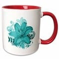 thumbnail image 1 of 3drose, One Large Beautiful Turquoise Tropical Lilly on a Flourish Background, 11oz Two-tone Red Mug, 1 of 6