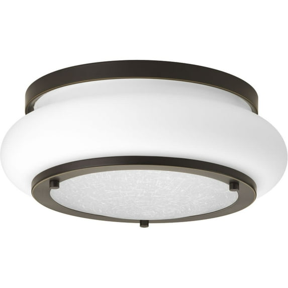 One-Light 12" LED Opal-Linen Flush Mount