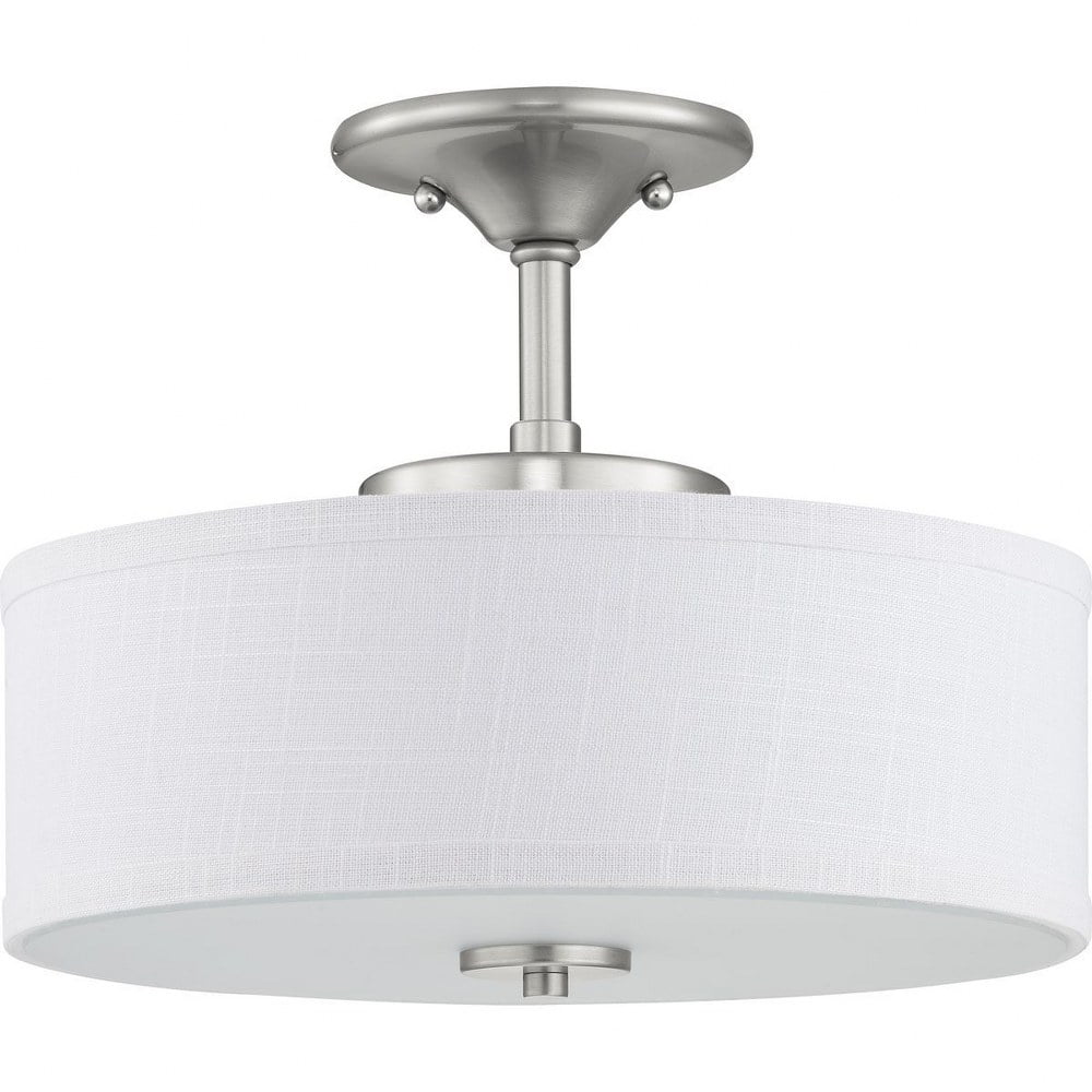 Brushed Nickel LED Semi-Flush Ceiling Light with Glass Shade