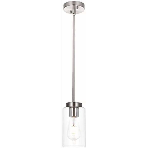 One Light Chandeliers Modern Clear Glass Pendant Lighting Brushed Nickel Dining Room Lighting Fixtures Hanging Contemporary Lamp Semi Flush Mount Ceiling Lights$$Tools & Hardware Other