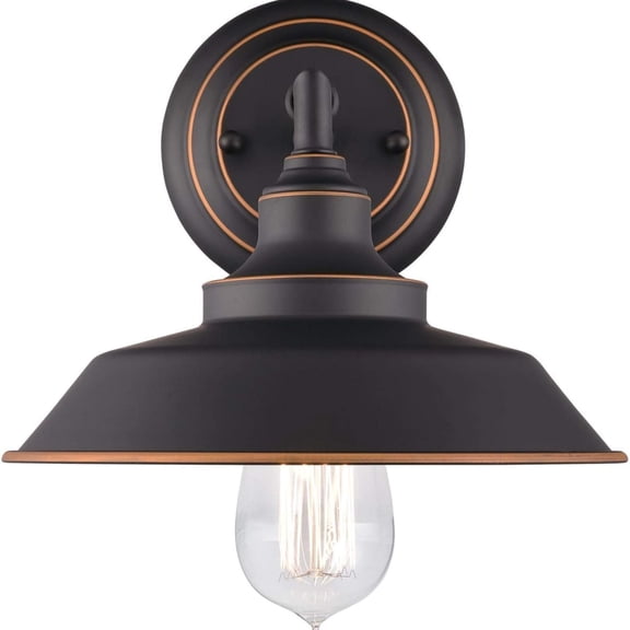 One-Light Indoor Finish with Highlights Iron Hill Wall Fixture, 1 Sconce, Oil Rubbed Bronze/Bronze,Black