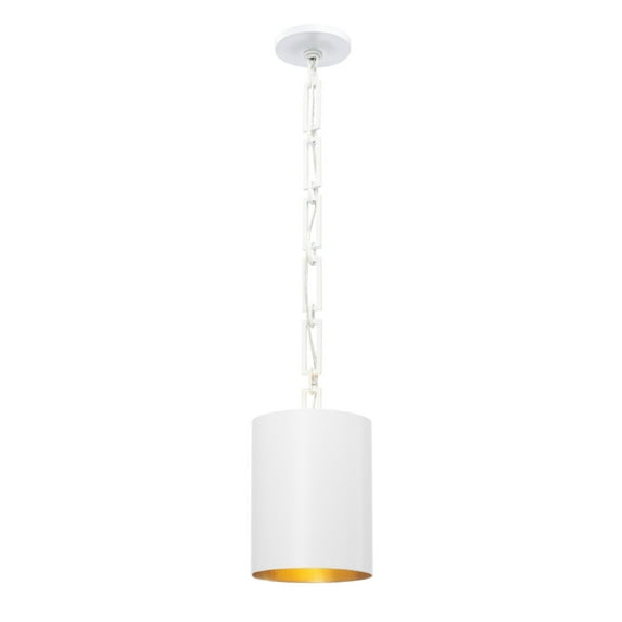8680-MT-GA-Crystorama Lighting-Alston - One Light Mini Pendant-Matte White/Antique Gold Finish -Traditional Installation