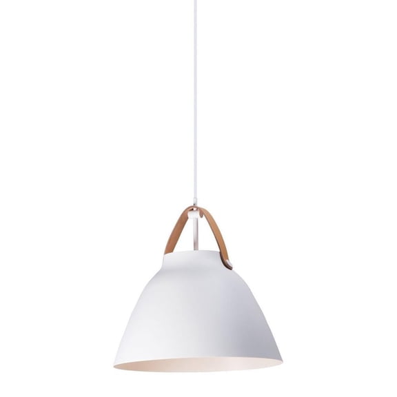 -One Light Pendant-14.25 inches Wide By 14.5 inches High-Tan Leather/White Finish Bailey Street Home 93-Bel-3086725