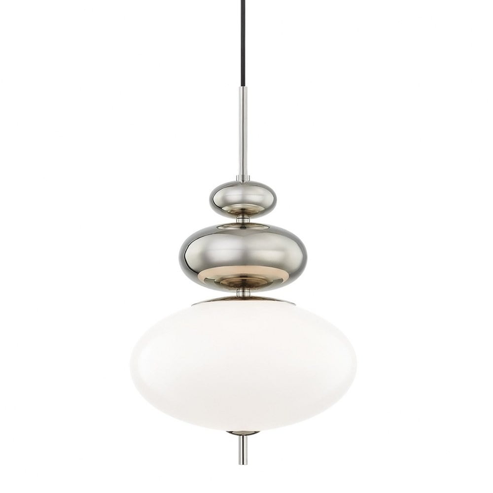 Elsie Polished Nickel 1-Light Pendant with Opal Glossy Glass Shade