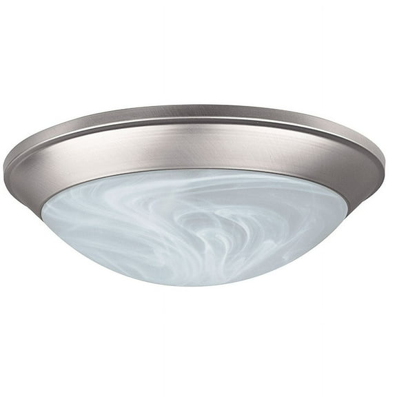 One Light Satin Nickel Flush Mount with Twist on Faux Alabaster Glass