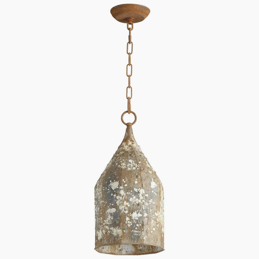 Aged Bronze 8.25" Iron Pendant with Rustic Charm
