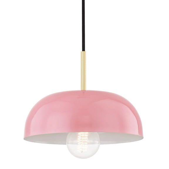 Open Box One Light Small Pendant In Style-11 Inches Wide By 4.25 Inches High-Aged Brass/Pink Finish Mitzi H199701s-Agb/Pk