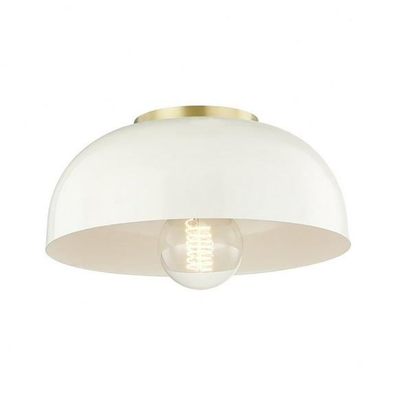 Open Box Mitzi Avery H199501L-AGB/CR Single Light 11" Wide Semi-Flush Aged Brass/Cream Ceiling Fixture