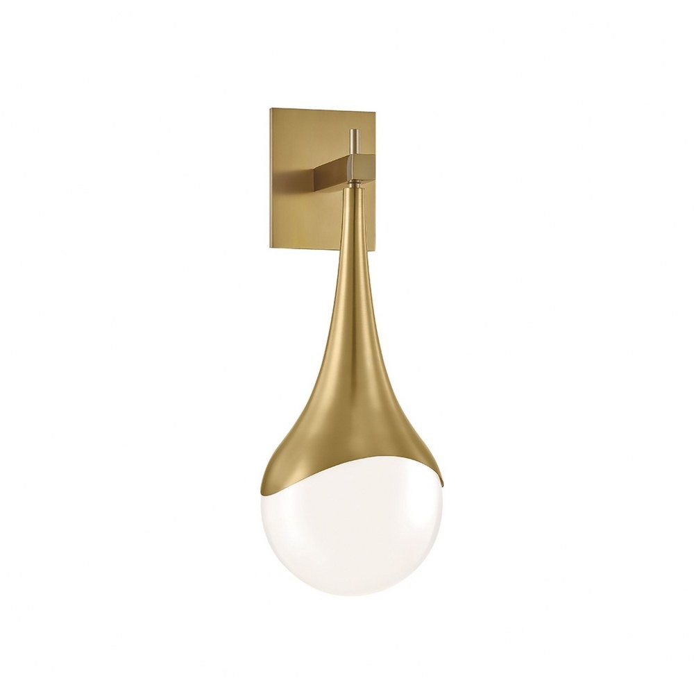 Ariana Aged Brass Dimmable Wall Sconce with Opal Glass Shade