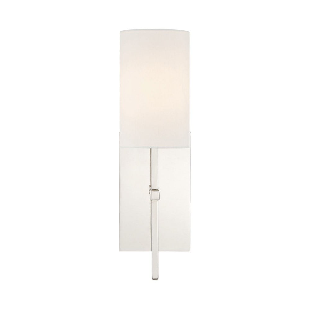 Polished Nickel 1-Light Sconce with White Silk Shade