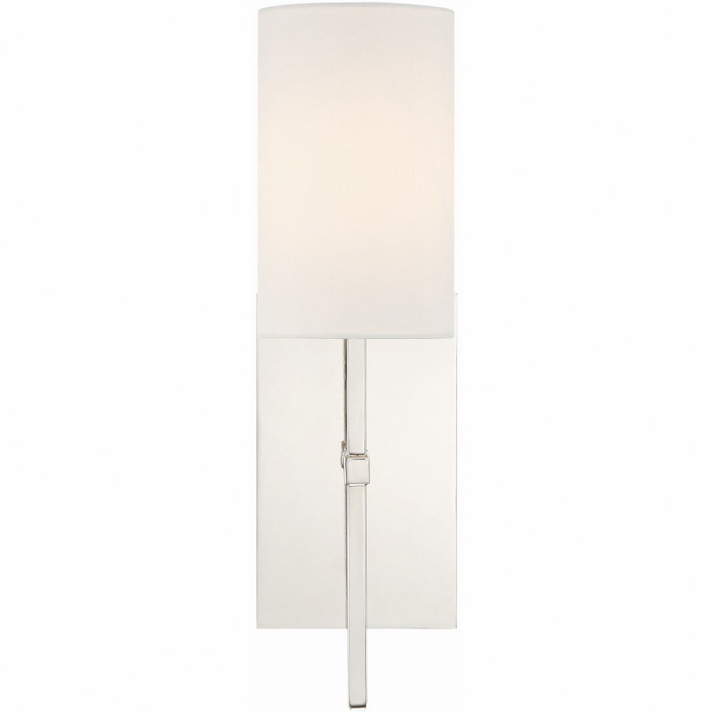 Polished Nickel 1-Light Sconce with White Silk Shade