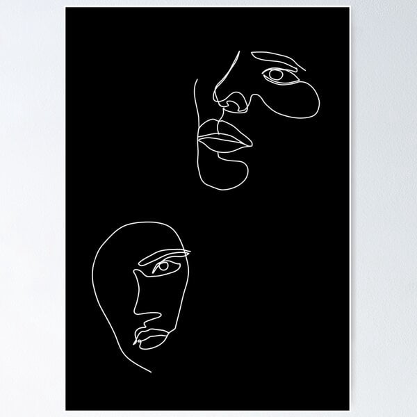 One Line Art And Abstract Faces. Continuous Line Drawings Of Minimalist ...