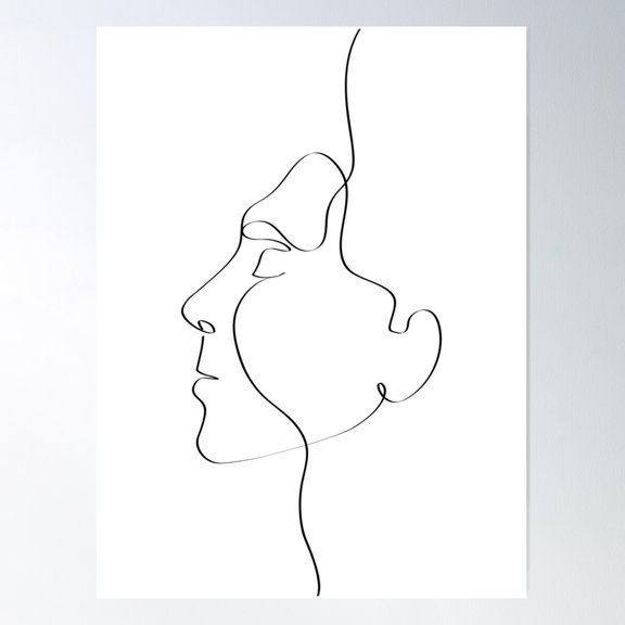 One Line Art Face Poster Wall Art, Modern Wall Decor For Living Room Bedroom, 8x12 UNFRAMED