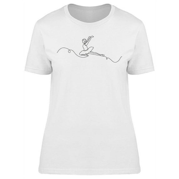 One Line Ballerina Jumping T-Shirt Women -Image by Shutterstock, Female Medium
