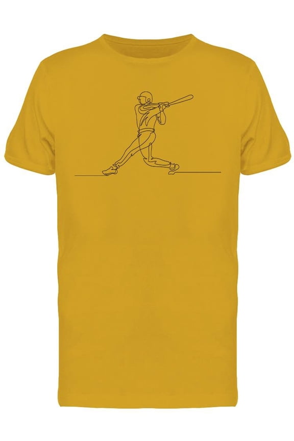 One Line Baseball Player Drawing T-Shirt Men -Image by Shutterstock, Male XX-Large