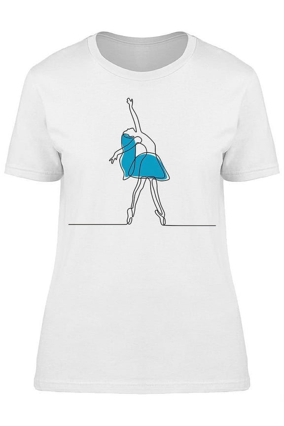 One Line Drawing Ballet Dancer T-Shirt Women -Image by Shutterstock, Female Large