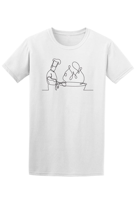 One Line Drawing Chef T-Shirt Men -Image by Shutterstock, Male 3X-Large