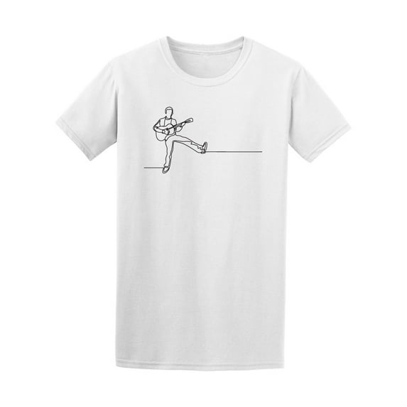 One Line Drawing Happy Guitar T-Shirt Men -Image by Shutterstock, Male 3X-Large