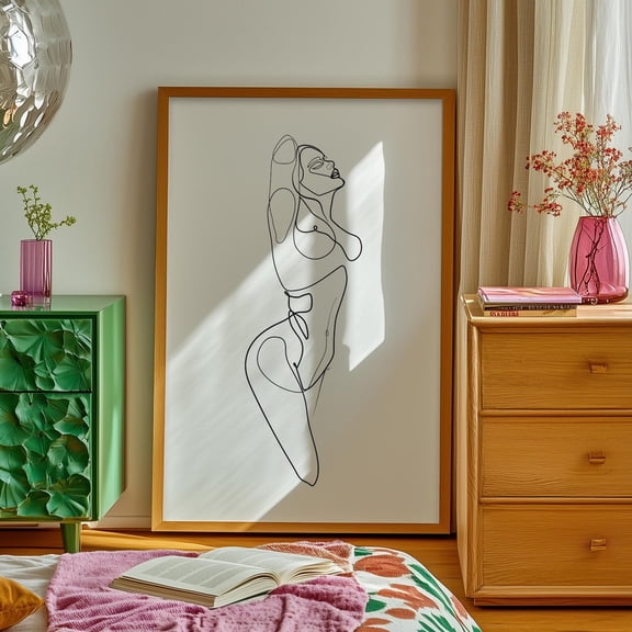 One Line Drawing, Minimalist Art, Wall Art, Bedroom Wall Art, Living Room Decor, Boho Style, Modern Art, Simple Line Art, Minimalist Decor Wall Art, Modern Wall Decor For Living Room, 12x18 UNFRAMED