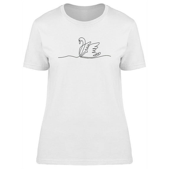 One Line Drawing Swan T-Shirt Women -Image by Shutterstock, Female Large