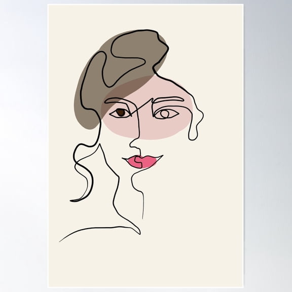 One Line Face Drawing Poster Wall Art, Poster Only