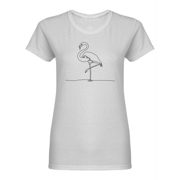 One Line Flamingo Shaped T-Shirt Women -Image by Shutterstock, Female Large