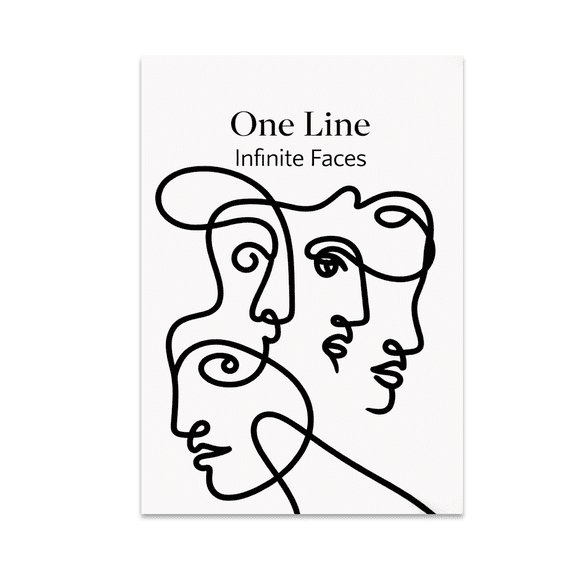 One Line Infinite Faces Minimalist Art - Modern Decor Enthusiast - 13x19 Poster Print