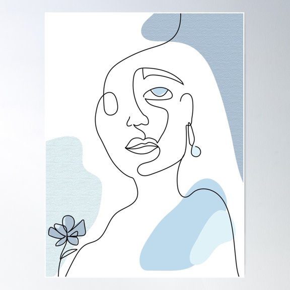 One-Line Portrait Poster Wall Art, Modern Wall Decor For Living Room Bedroom, 16x24 UNFRAMED