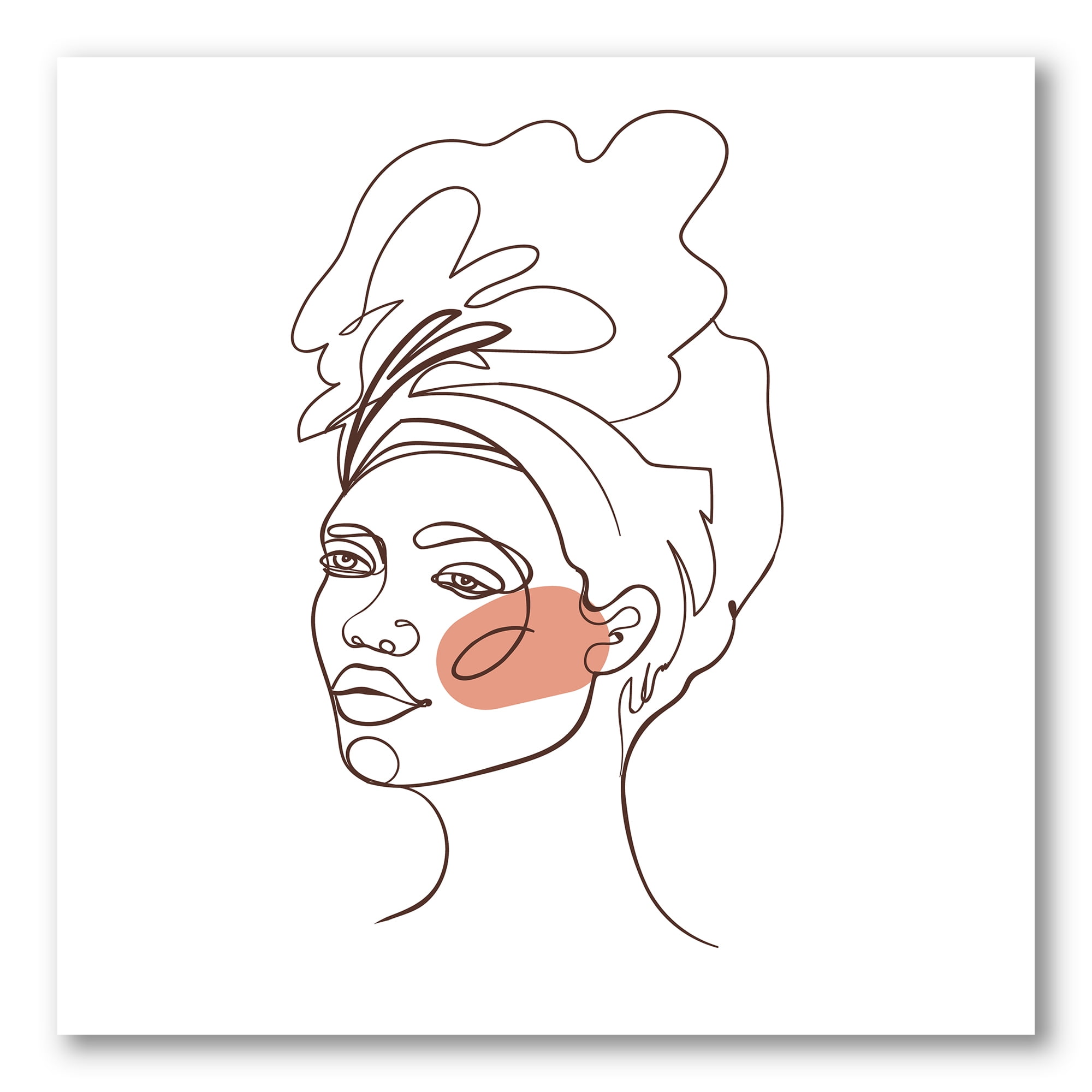 One Line Portrait of Afro American Woman III 30 in x 30 in Painting Canvas Art Print, by Designart