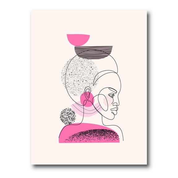One Line Portrait of Afro American Women V 12 in x 8 in Painting Canvas Art Print, by Designart