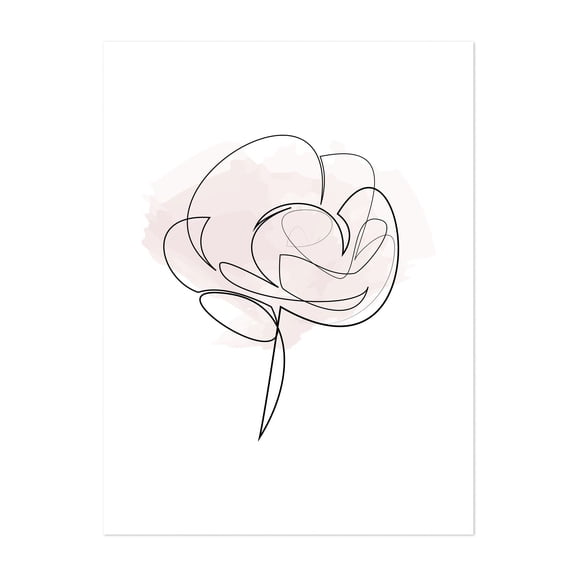 One Line Rose - Line Drawing Line Art Minimalist Floral Abstract Botanical Modern Art Sketch Unframed Wall Art Print 20 x 28 inches