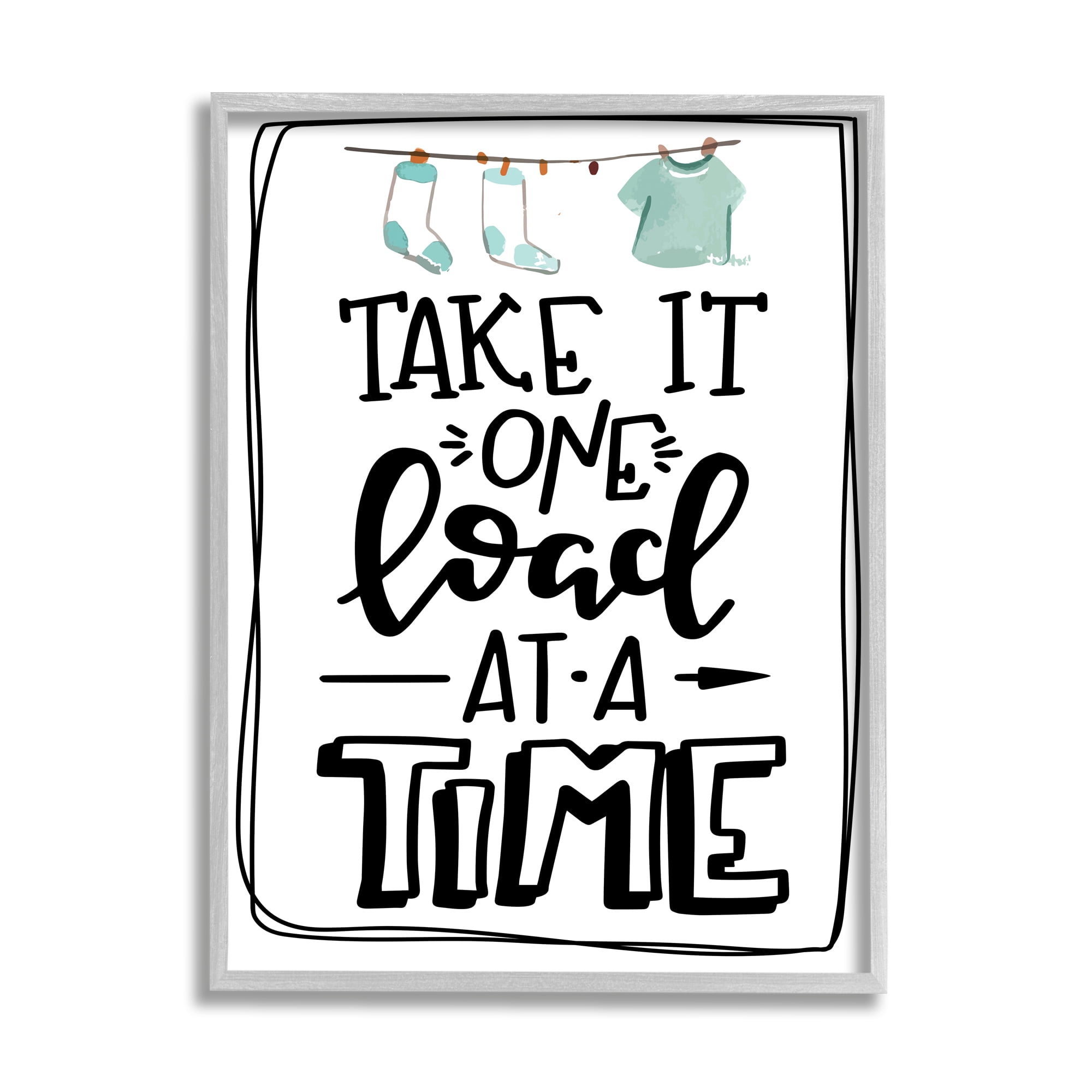 Stupell Industries One Load At A Time Laundry Humor Clothesline,16 x 20,Designed by ND Art