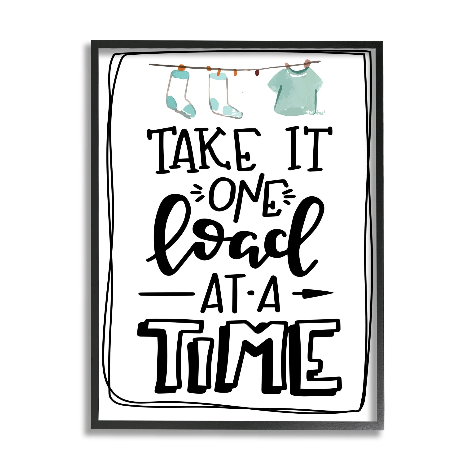 Stupell Industries One Load At A Time Laundry Humor Clothesline,16 x 20,Designed by ND Art