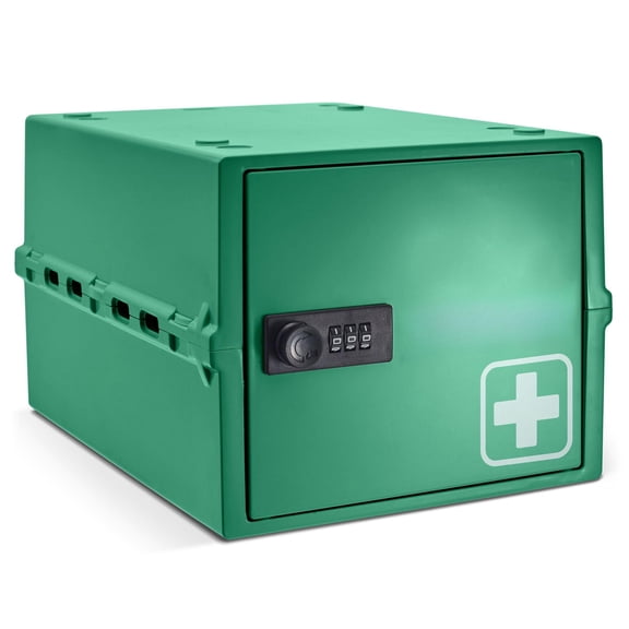 One | Lock Box Medium Medication With Code For Vitamins & Supplements External Size 12 X 8 6.6 Inches (medi Green)