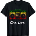 thumbnail image 1 of One Love Boombox Musicbox Rasta Reggae Music Rastafari Roots T-Shirt, 1 of 5