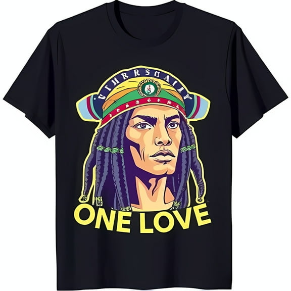 One Love Dreadlock Man T-Shirt Vibrant Reggae Style Graphic Tee