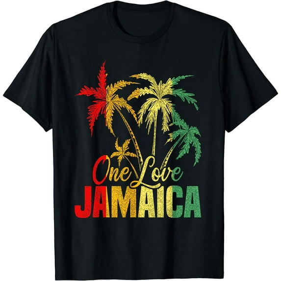One Love Jamaica Caribbean Vacation Reggae T-Shirt Black Small