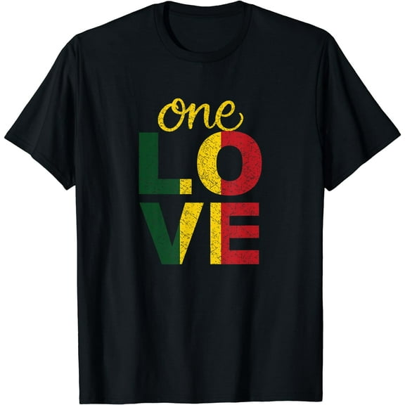 One Love Jamaican Rasta Reggae T-Shirt Black X-Large