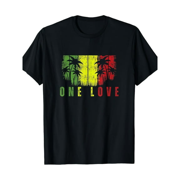 One Love Palm Tree Rasta Reggae T-Shirt for Men