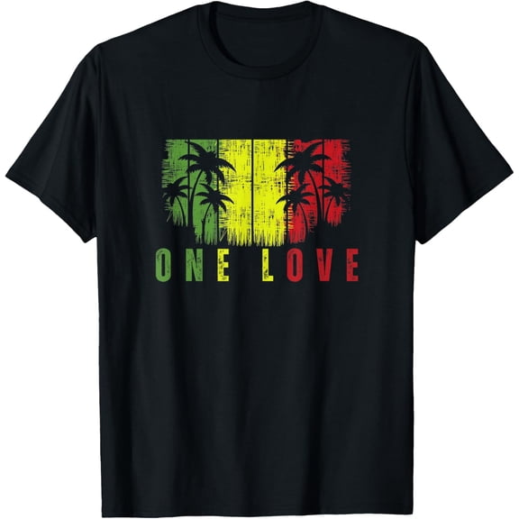 One Love Palm Tree Reggae Music Rasta T-Shirt
