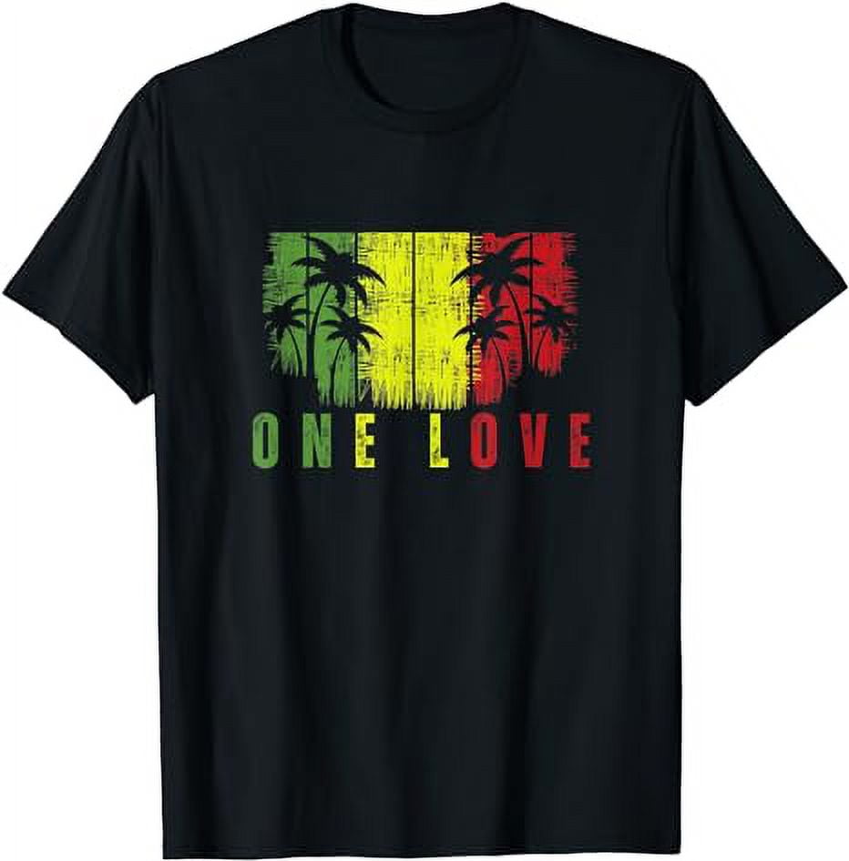 One Love Palm Tree Reggae Music Rasta T Shirt