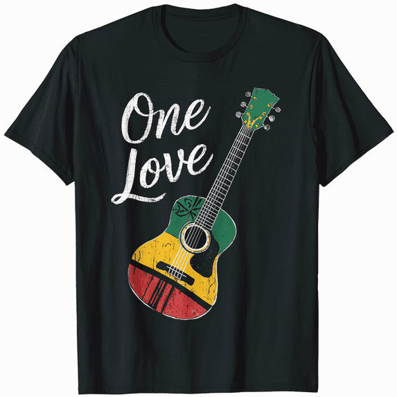 One Love Peace Reggae Guitar Rastafari Roots Rasta Reggae T-Shirt