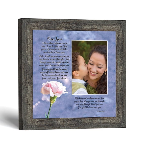 One Love Poem Picture Frame, Pink Carnation Keepsake Gift for Mom