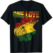 One Love Rasta Lion Jamaican Pride Reggae African T-Shirt