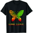 thumbnail image 1 of One Love Rasta Reggae Butterfly Rasta Rastafari Roots T-Shirt, 1 of 5