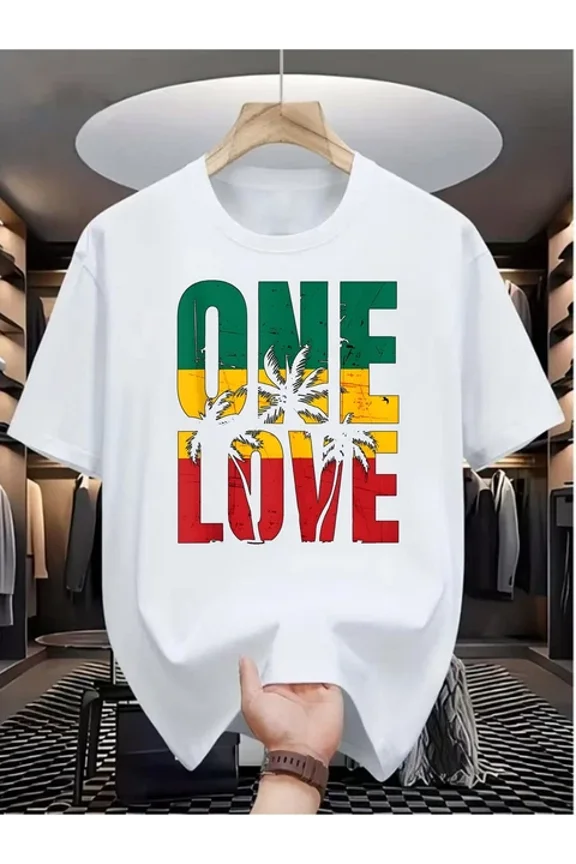 One Love Rasta Reggae Jamaica Colors Graphic T-Shirt Peace Unity Tee Unisex S-5XL Hot Trending Shirt Birthday Gift
