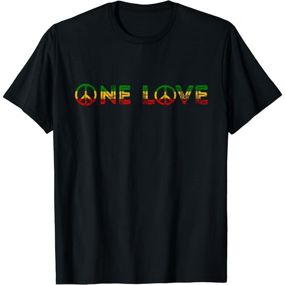 One Love Rasta Reggae Music Rastafarian Lover Jamaica Peace T-Shirt Black 3X-Large